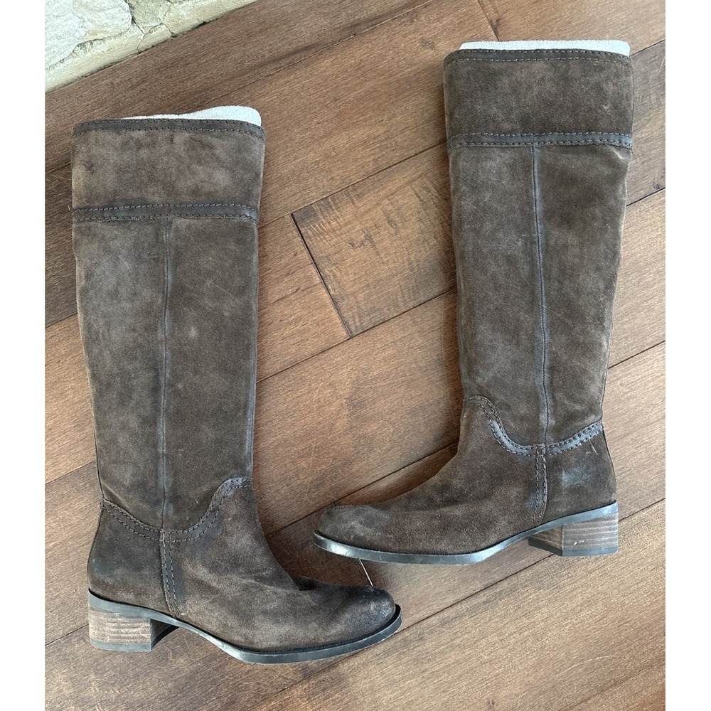 Nine‎ West Womens Brunero Brown Leather Suede Riding Tall Boots 6.5M